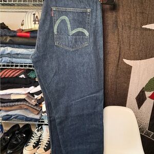 Evisu Dark Blue Relaxed Jeans